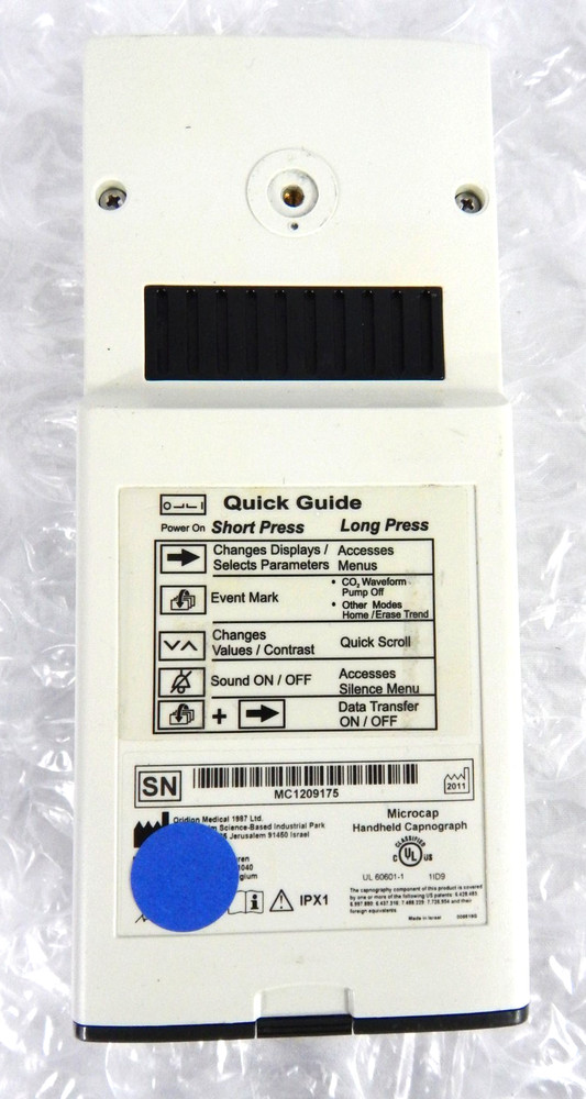 ORIDION MICROCAP HANDHELD CAPNOGRAPH S/N 175