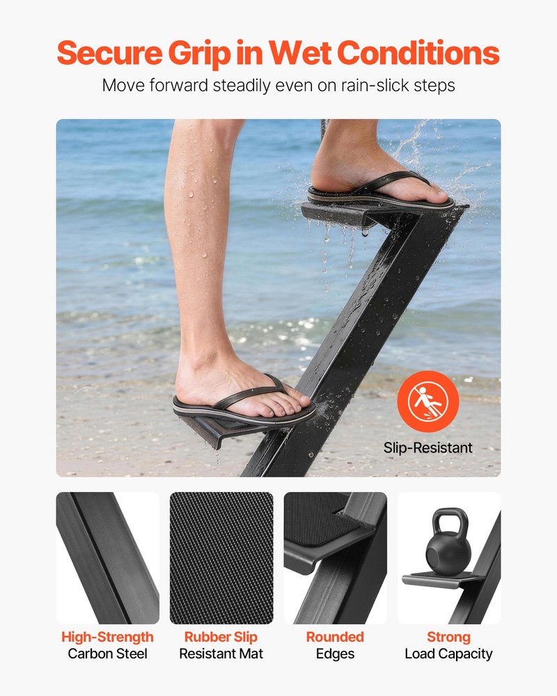 VEVOR Boat Trailer Steps Heavy Duty Boat Steps with Handle 2 Step Bottom Mount