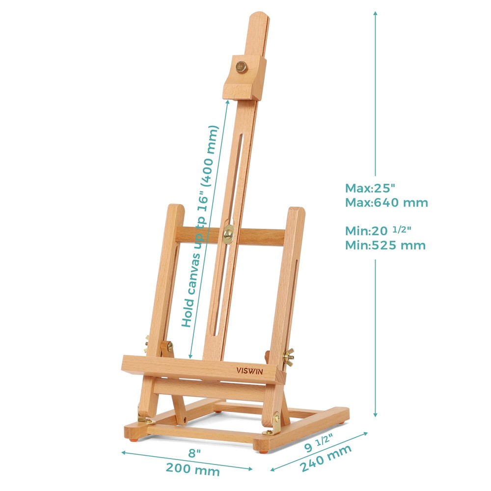 25"H Basic Tabletop H-Frame Easel, Hold Canvas up to 16", Adjustable Sturdy B...