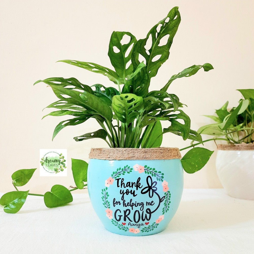 Customizable Handpainted Pot with Wording – Unique Home Décor