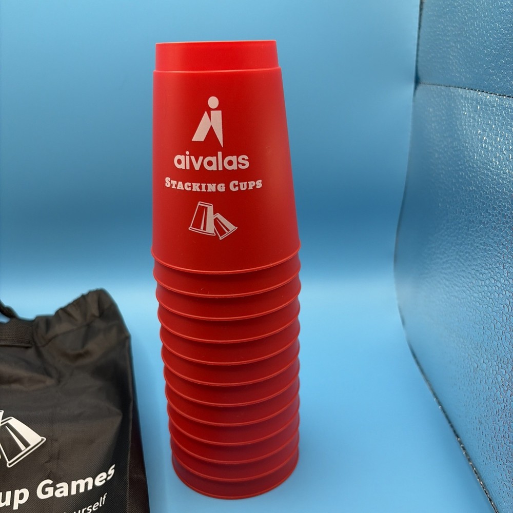 Aivalas Stacking Cups Set 12 Red Sport Speed Stack Cups w Carry Bag