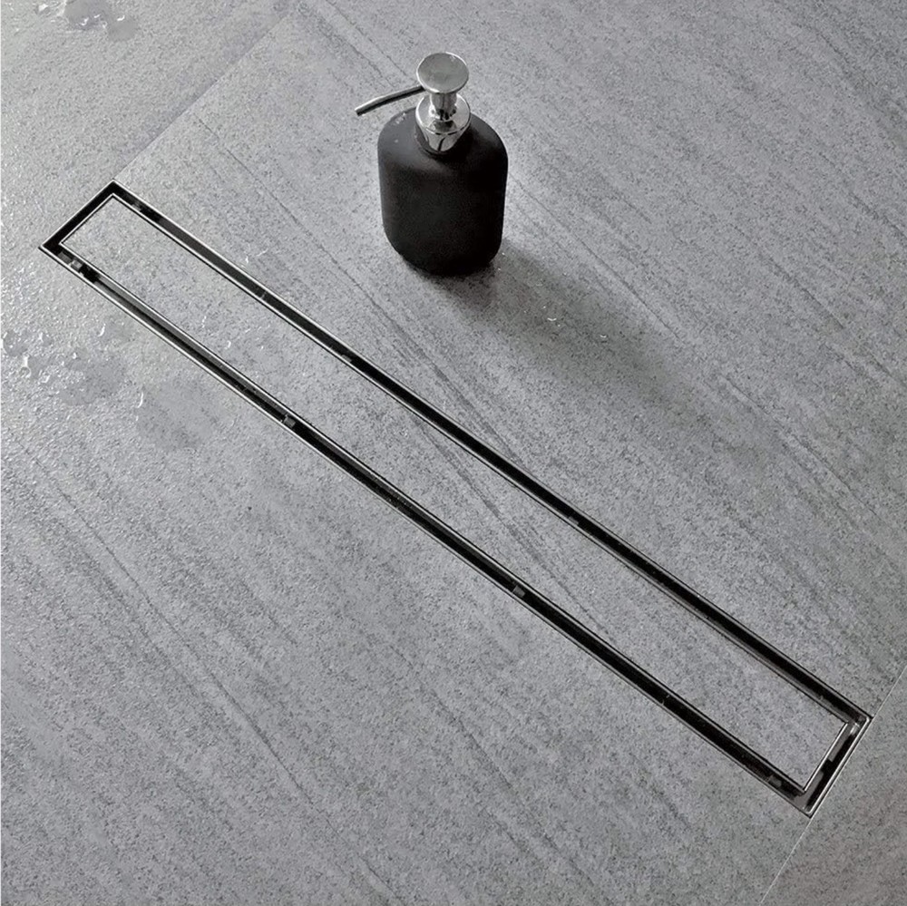 Linear Shower Drain, 24 Inch Invisible 2 in 1 Tile Insert&Flat Cover, (open Box)