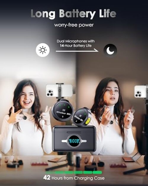 Wireless Lavalier Microphone for iPhone/Android, Lapel Mics with USB Lightning