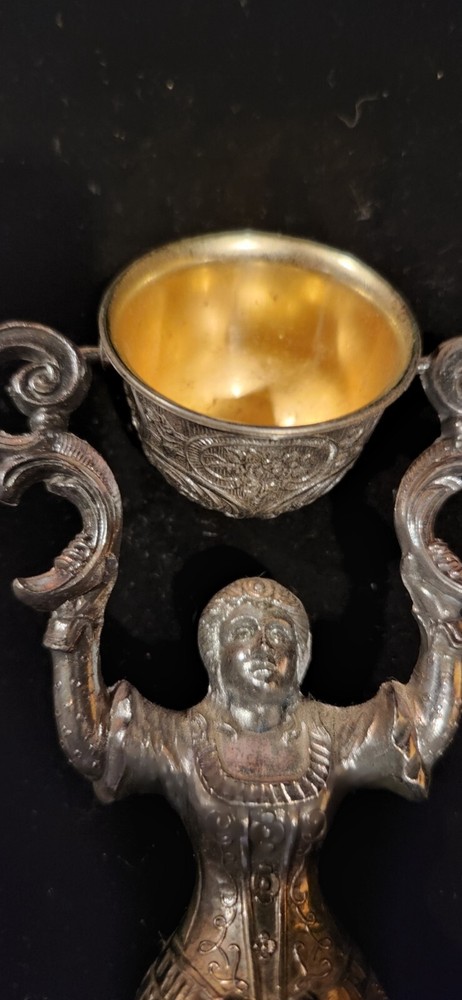 Vintage silver plated double Cup wedding Toasting Goblet Cup - Unsigned