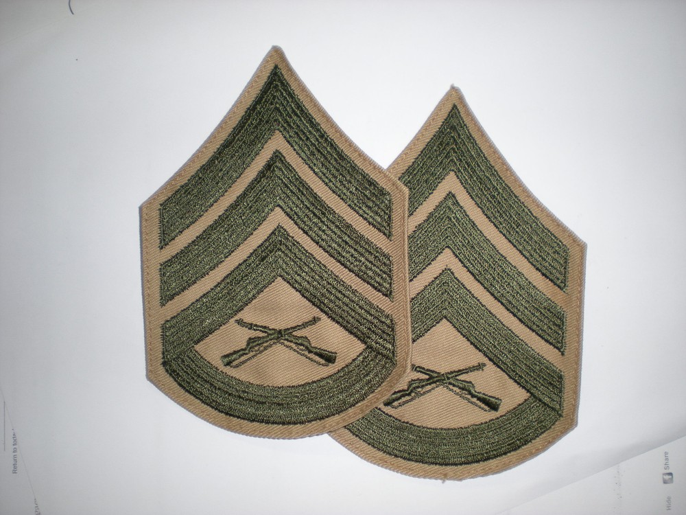 USMC STAFF SERGEANT RANK GREEN/KHAKI -1 PAIR
