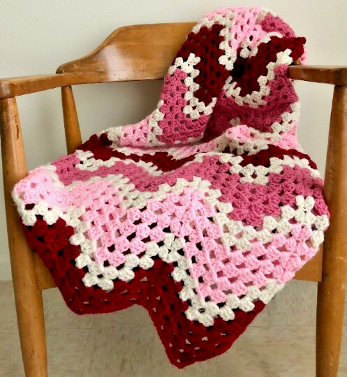 Handmade Crochet Afghan Throw Blanket - Multicolor - Zigzag Chevron 52"x37"