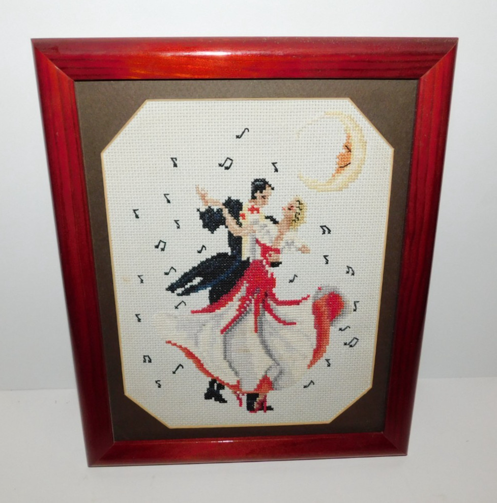 NICE FINISHED CROSS STITCH FRAMED BALLROOM DANCING