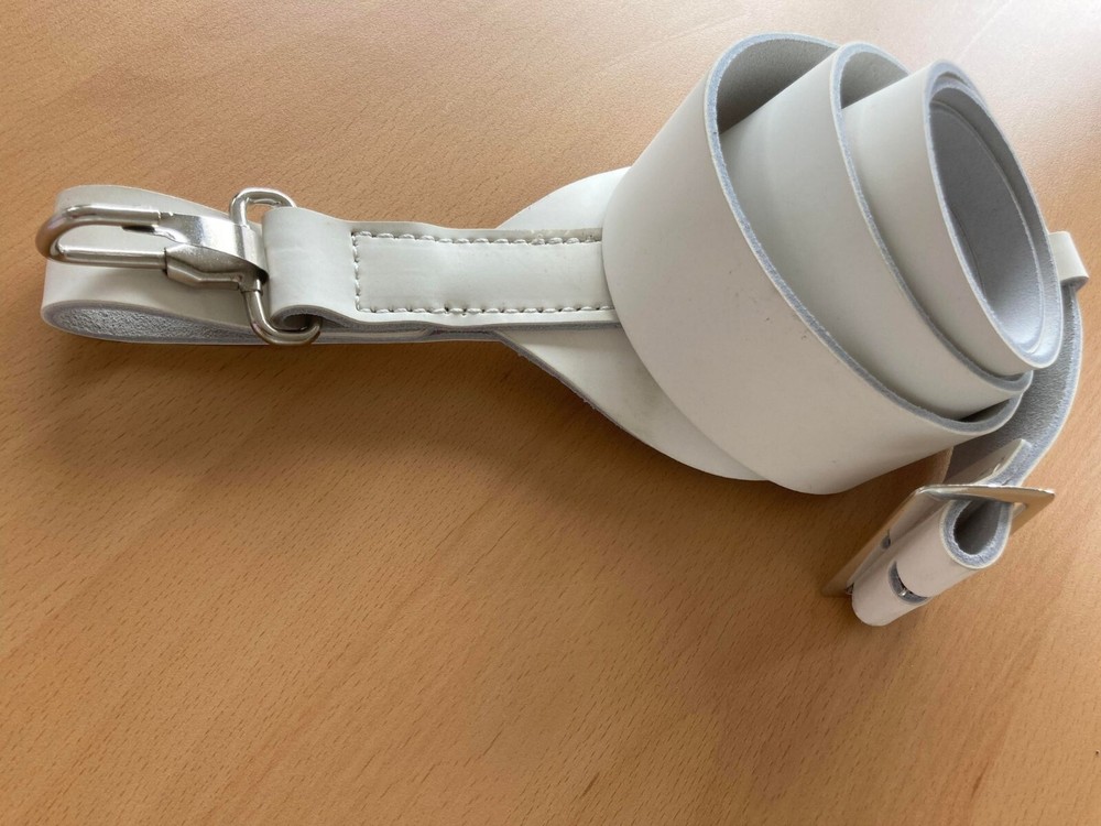 White Leather Bass Drum Sling 0917