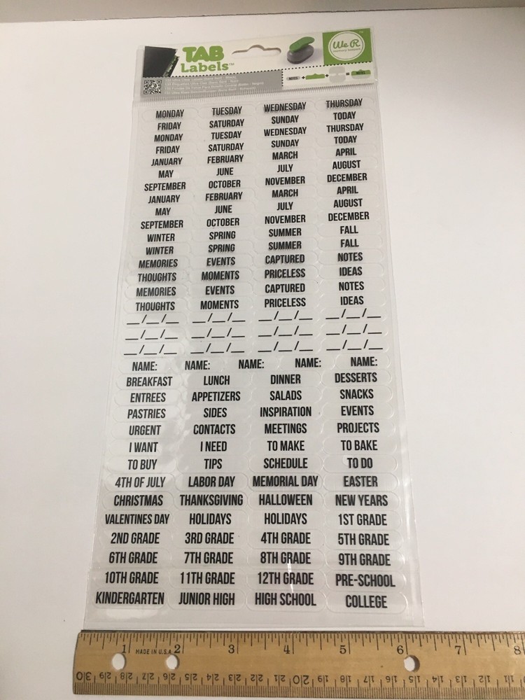 We R Memory Keepers File Tab Labels Sans Serif Font Black