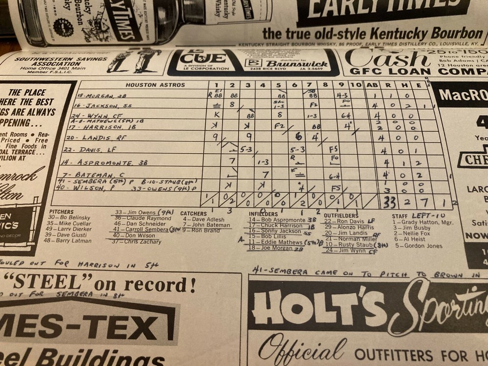 1967 Houston Astros vs. San Francisco Giants Program - Scored