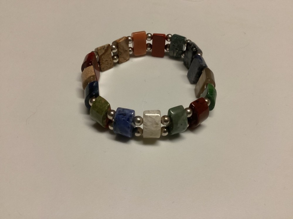 Jay King multi color gem sterling stretch bracelet