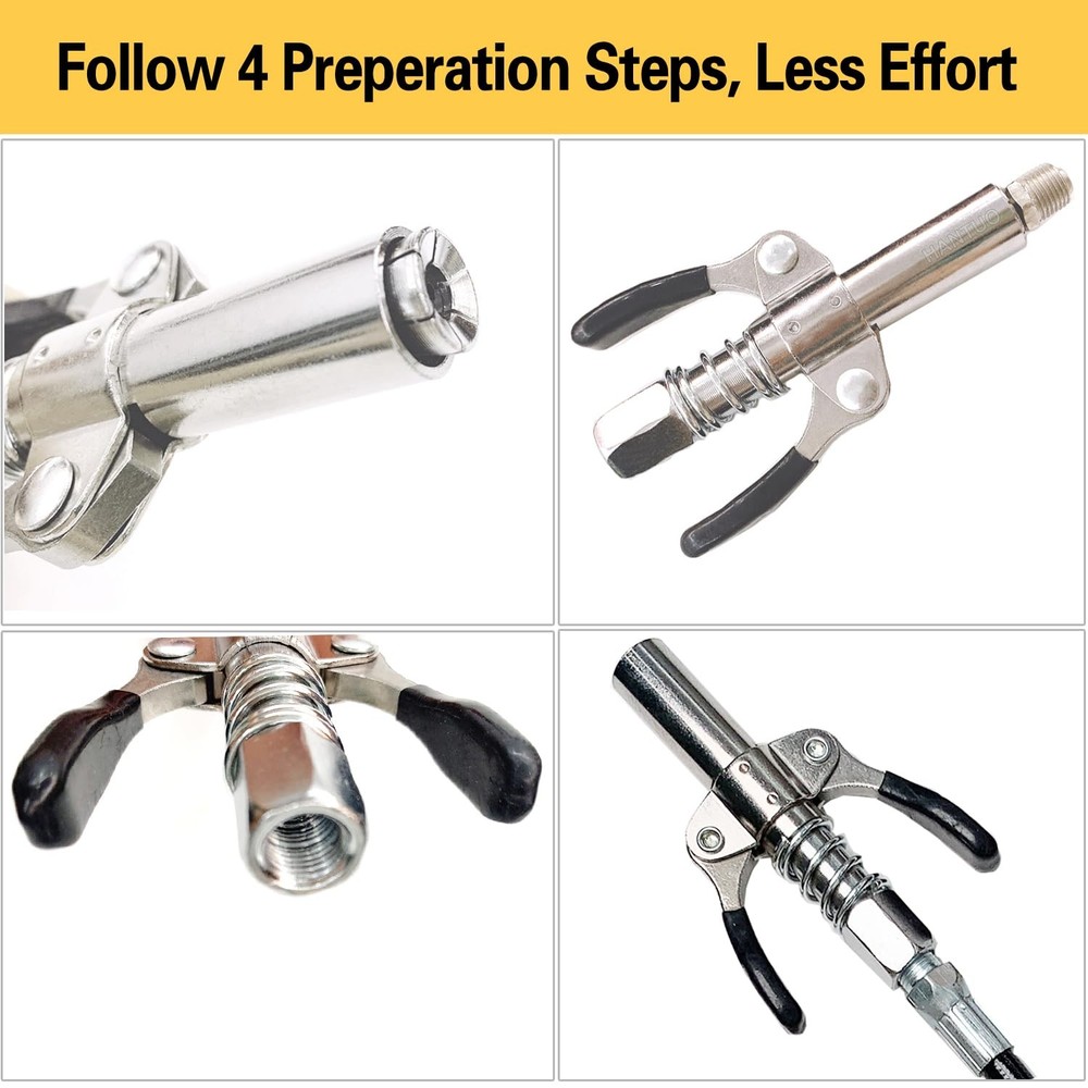 Grease Gun Coupler Grease Gun Tips Double Handle Quick Lock Release Grease Ti...