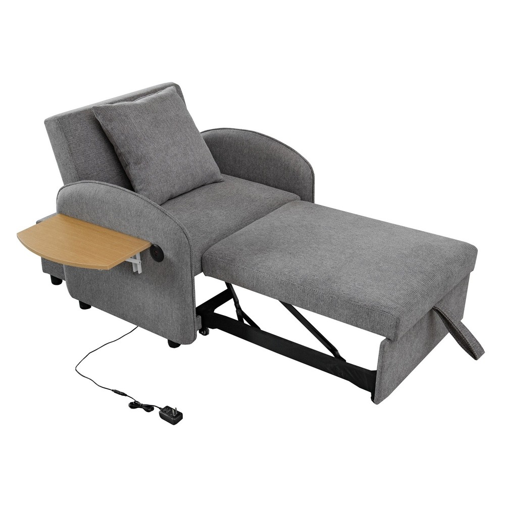 Convertible Sofa Bed Chair 3 in 1 Pull-out Sofa Bed w/ Computer Board & USB Port