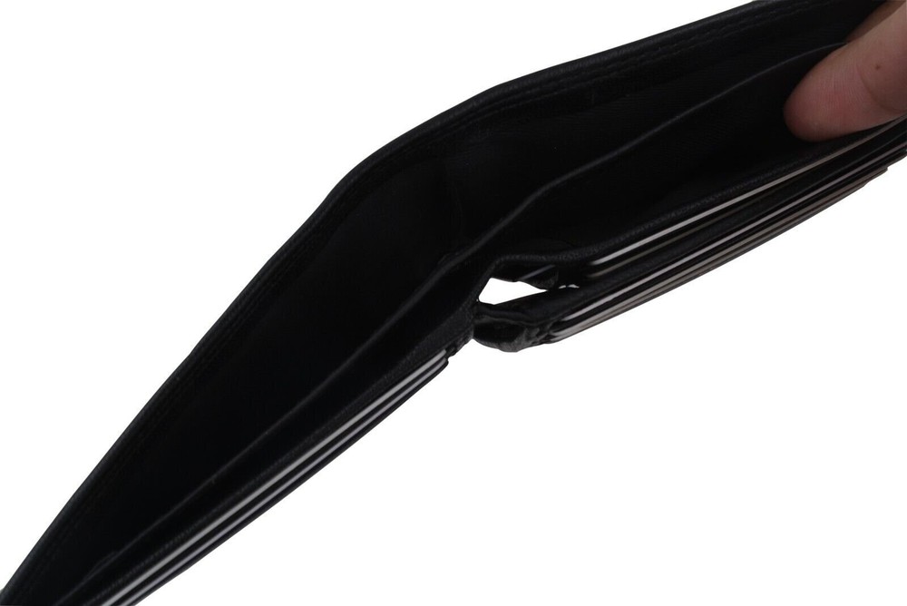 RFID Blocking Genuine Leather Minimalist Bifold Wallets Slim Purse Black