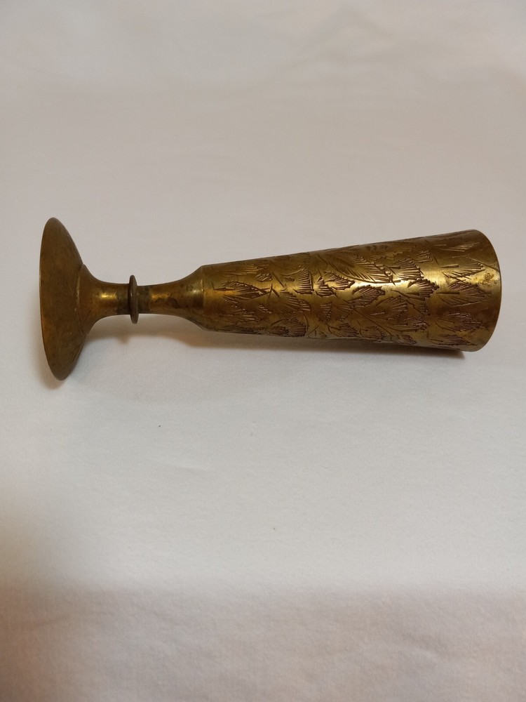 Bud Vase Mini Brass Rustic Vintage Leaves