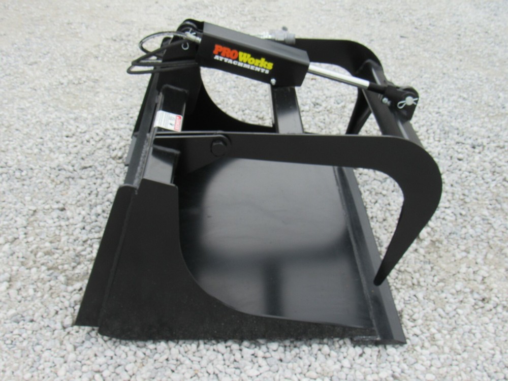 48" Solid Bottom Smooth Bucket Grapple Attachment Fits Quick Attach Loader