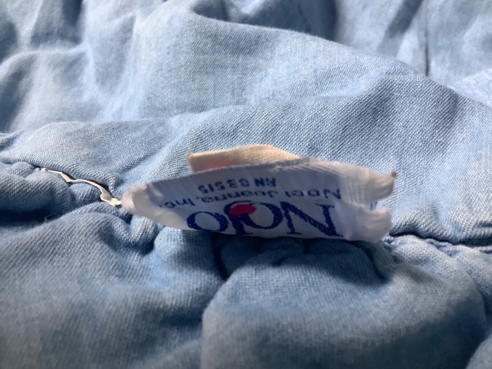 Nojo Crib Comforter Quilt Blue Stripes Ruffles