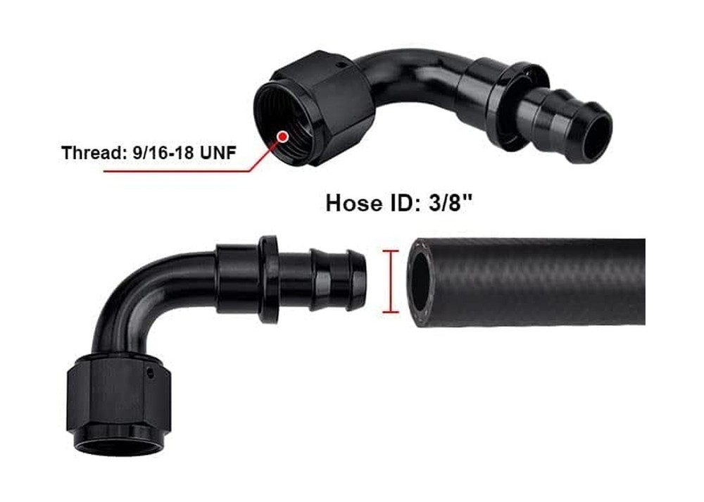 EVIL ENERGY 6AN 90 Degree Push Lock Hose Fitting End Black