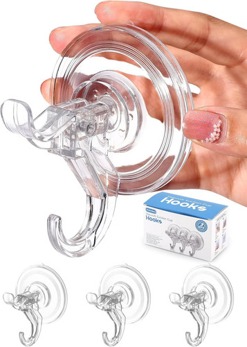 Antimbee 3 Pack Suction Cup Hooks, Clear 3 Pack, Transparent