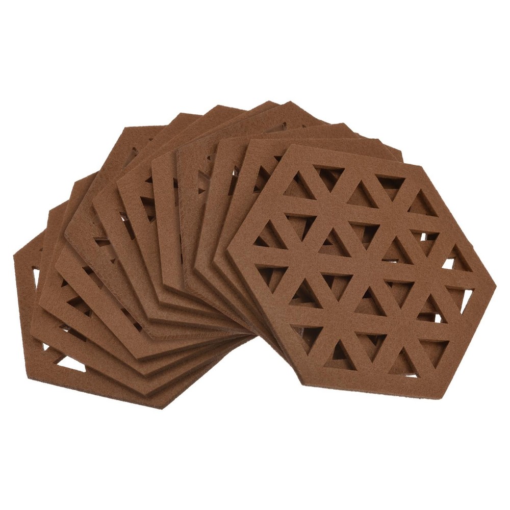 Felt Coasters 12pcs Hexagonal Coasters Coasters, Brown