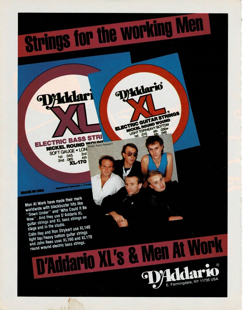 D'Addario Strings - MEN AT WORK -  Print Advertisement