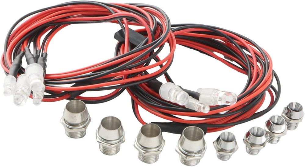 8 LED Light Set LED Headlight for 1:10 Scale RC Car,4 White Headlights & 4 Red T