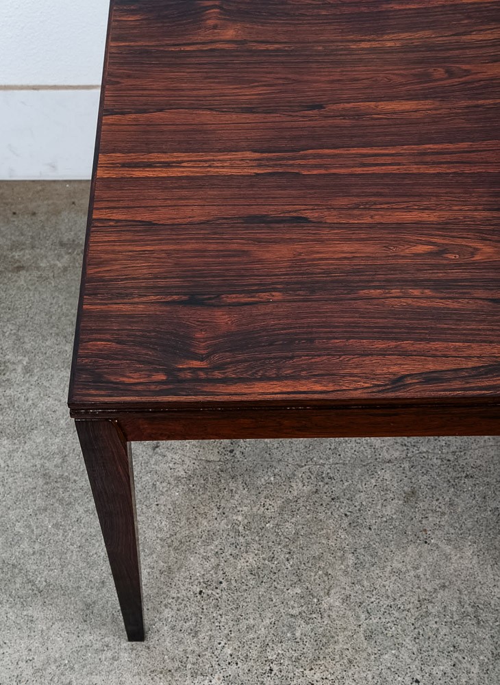 Mid Century Danish Modern Coffee Table Rosewood Leaf Black Surfboard Rectangle