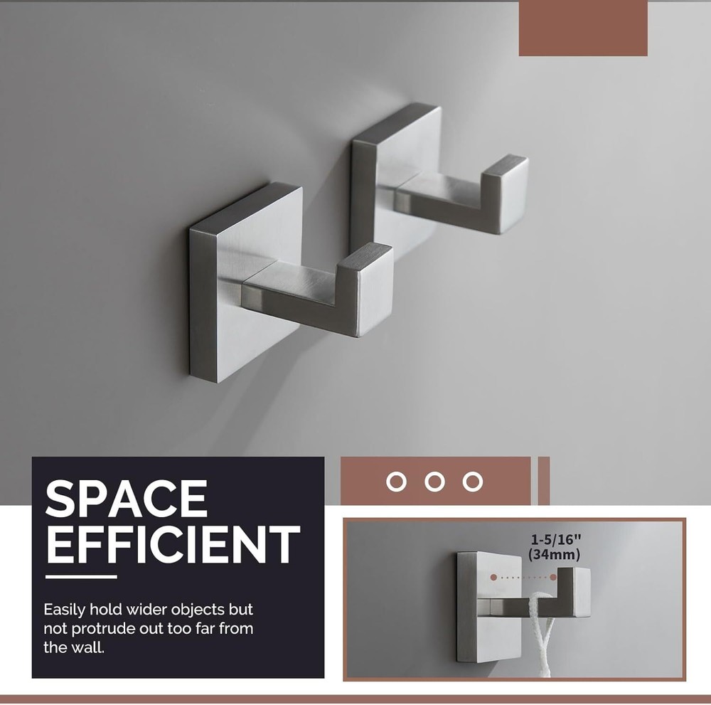 Angle Simple Towel Hook Brushed Nickel 2 Pack, 304 2