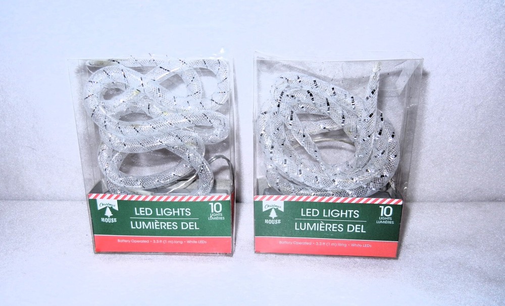 2 Packages LED Battery Operated Light Strings, 3.3 ft. each, 10 Lights