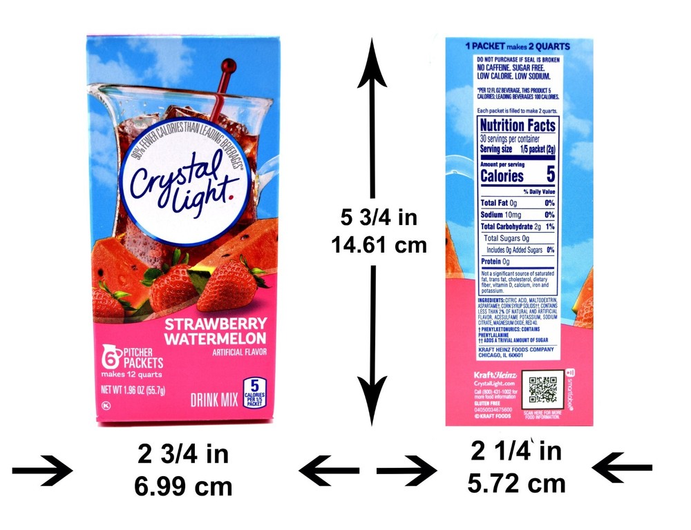 4 12-Quart Boxes Crystal Light Strawberry Watermelon Drink Mix