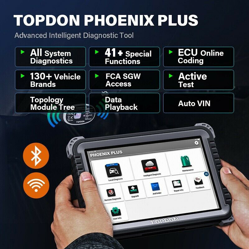 TOPDON Phoenix Plus Bidirectional OBD2 Scanner Diagnostic Tool ECU Coding