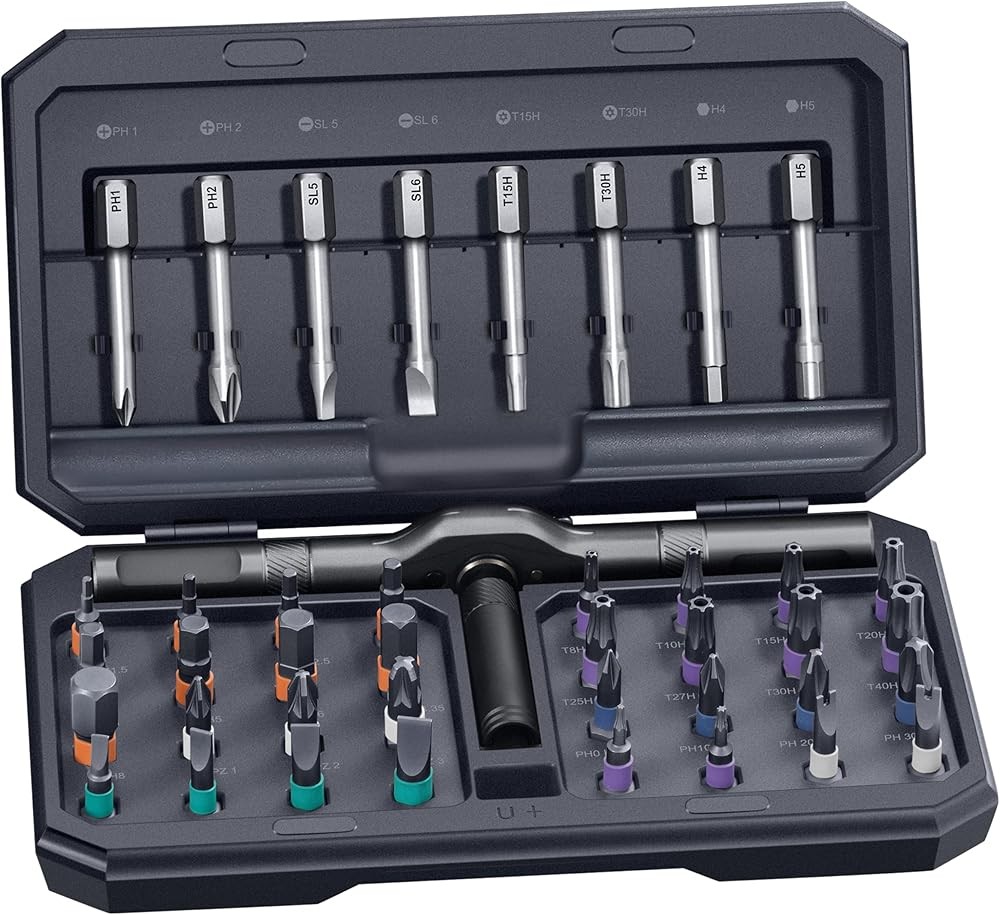 1 Magnetic Screwdriver, Screwdriver Set, Multi Bit Ratcheting Screwdriver