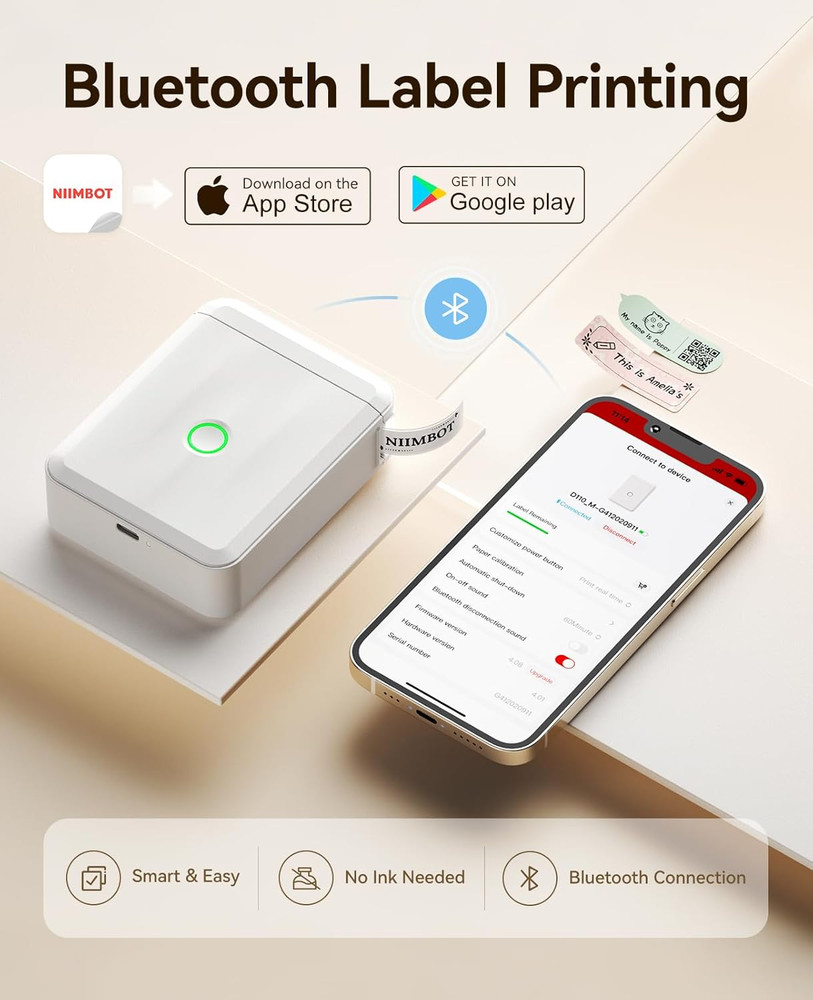 Label Maker Machine Bluetooth Label Printer for School Home Office Organization,