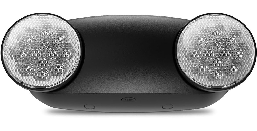 EXITLUX Black Emergency Lights with Battery Backup Two Adjustable Bug Eye Sign
