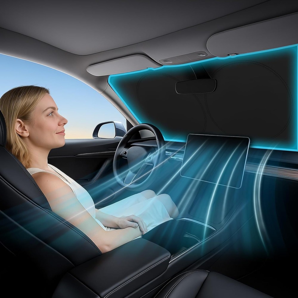 Car Windshield Sunshade – Double-Layer Design for 2X Heat Blocking, Blocks UV...