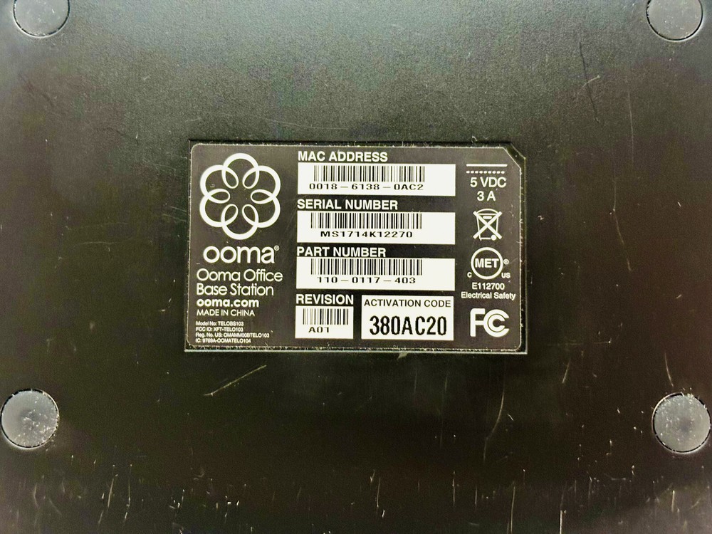 OOMA Office VOIP System | Base Station Only | No Cord | Black