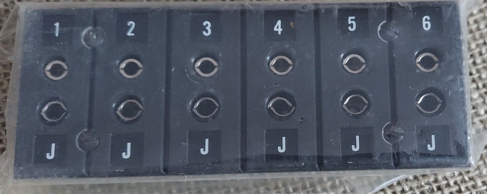 MARLIN 1032-6-J. 2-Pole Thermocouple Strip Panel 6 Circuits Type J.