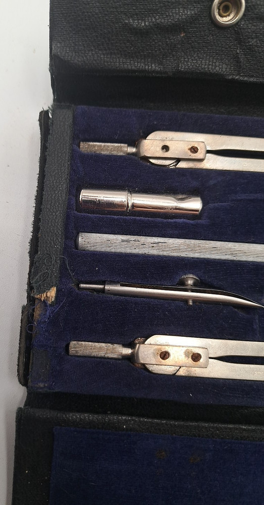 Charvos Drafting Set Engineering Mechanical Tools & Case 7 Piece Vintage READ
