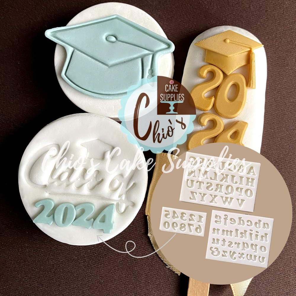 Mini Alphabet Silicone Mold, 3 pieces: uppercase, lowercase, numbers.
