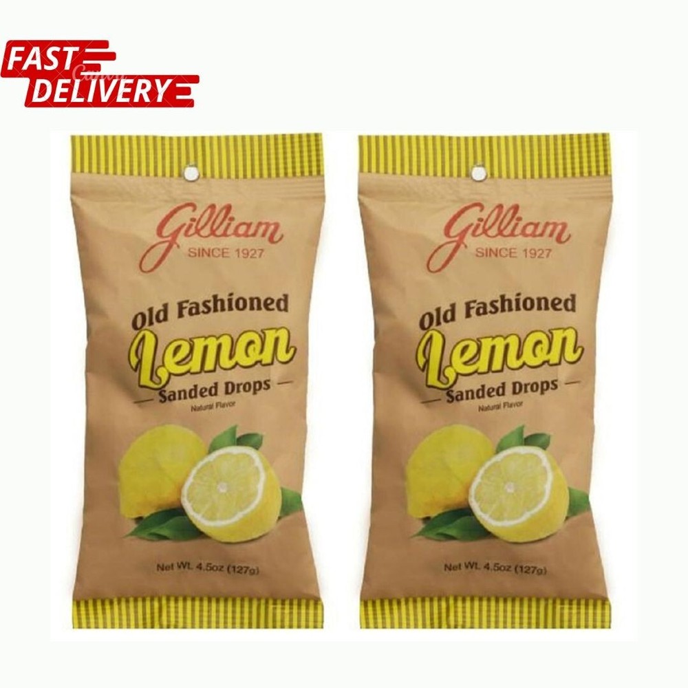 2 set Gilliam Lemon Flavored Sanded Drops Old Fashioned Ball candy (4.5 oz. Bag)