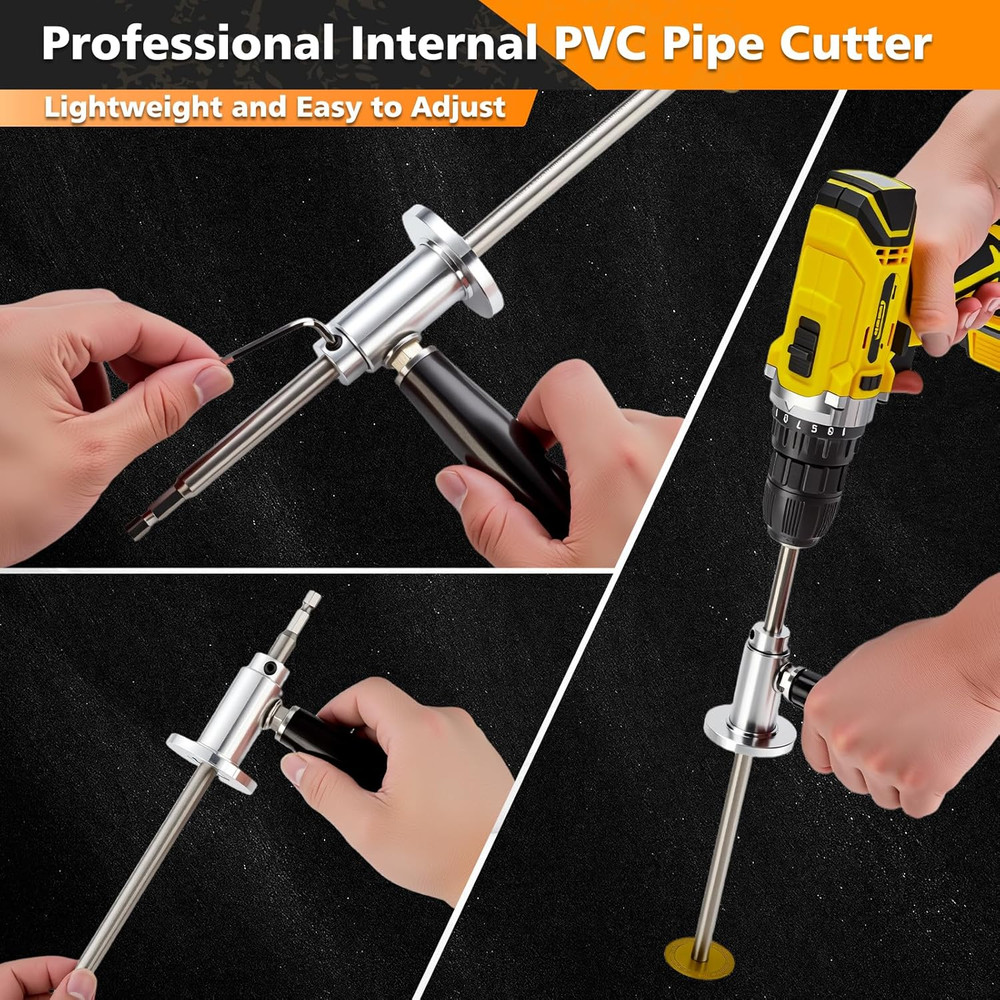 Internal/Inside PVC-ABS Pipe Cutter Tool for Drill with Handle and 3 Diamond Pvc