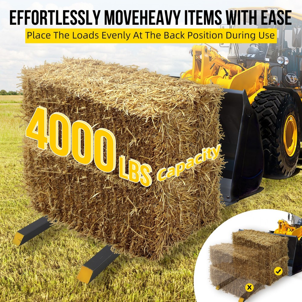 60" Mud Bucket Modified Pallet Fork with adjustable Connecting Rod 4000lbs