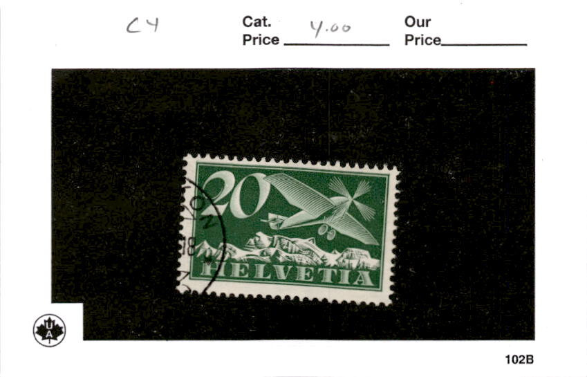 Switzerland, Postage Stamp, #C4 Used, 1925 Airplane (AF)