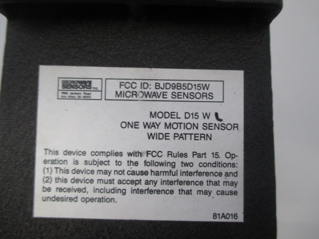 Microwave Sensors D15 D15WAL one way motion sensor
