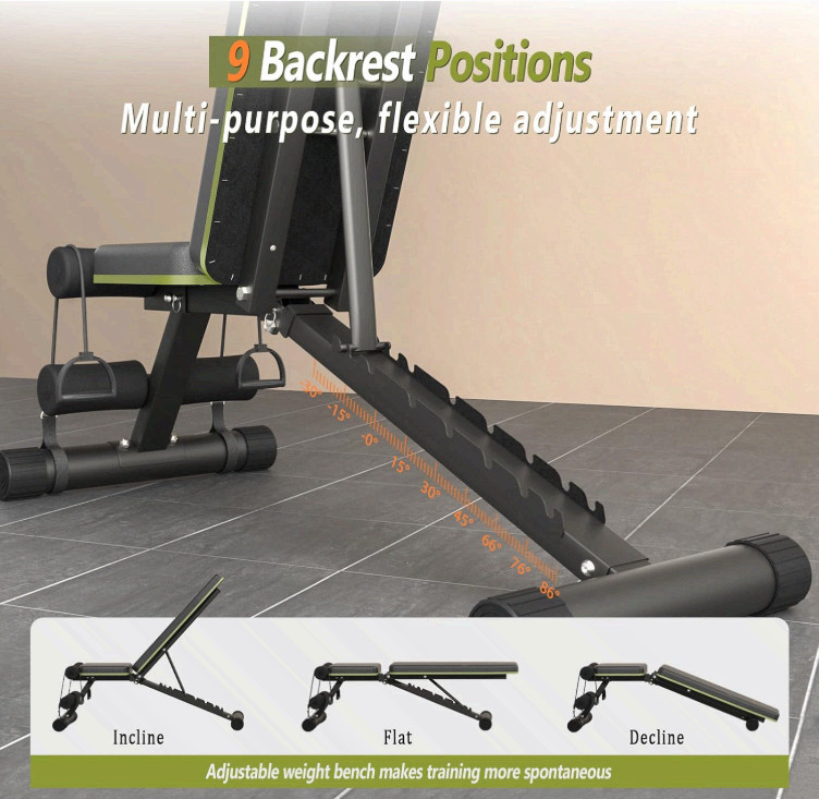 Adjustable Weight Bench for Home Gym,Foldable 700LBS Workout Bench with 9 Backre