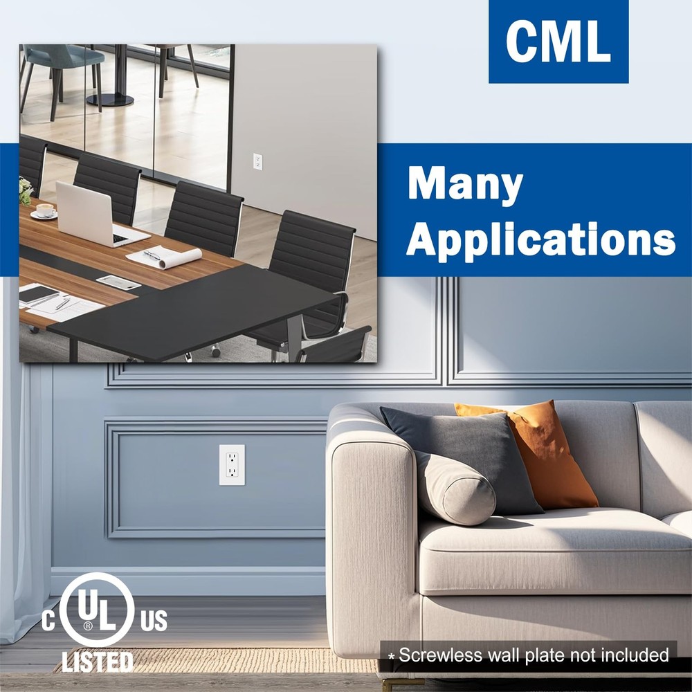 CML 15 Amp Decorator Wall Receptacle Outlet, 100 Pack Standard Electrical