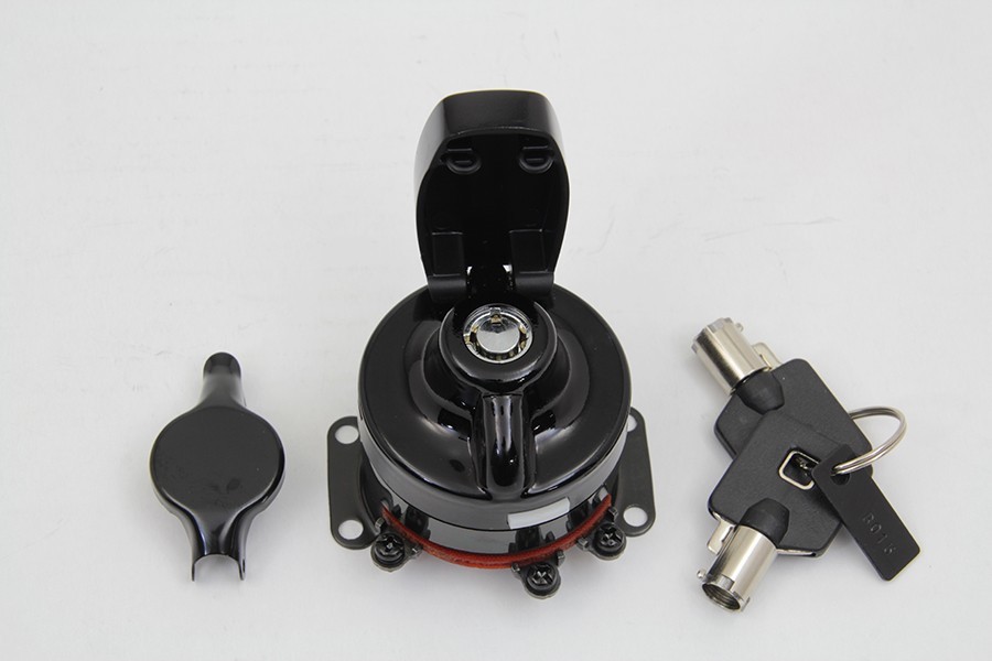 Hinge Ignition Switch 6 Terminal Gloss Black for Harley Davidson 73-95