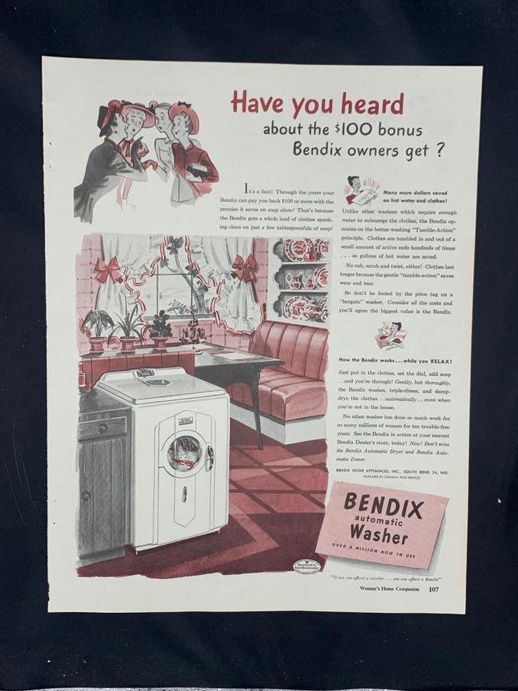 Magazine Ad* - 1947 - Bendix Automatic Washer