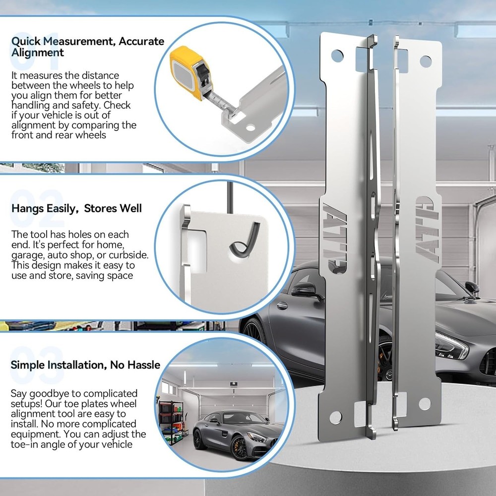 2 Pcs Wheel Toe Alignment Tool Plate, Provides Accurate Wheel Alignment Silver
