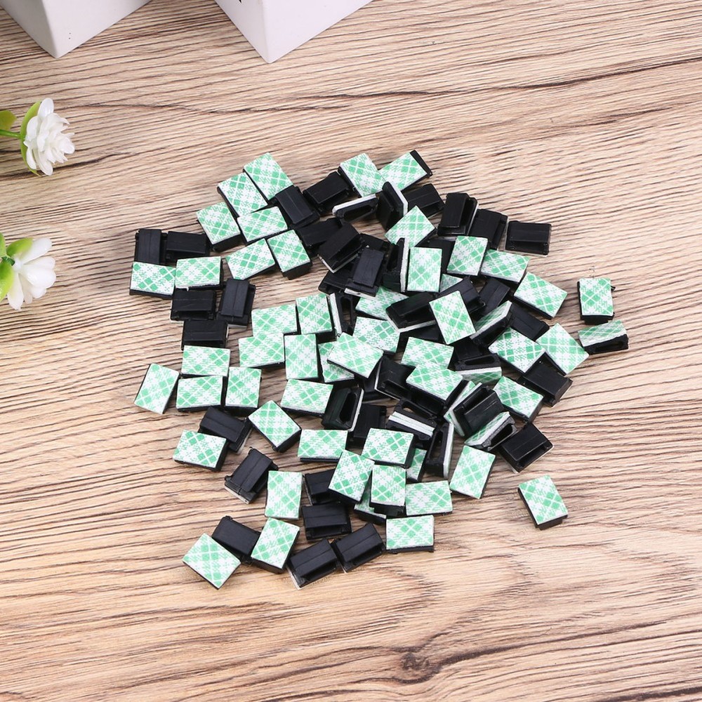Cable Tie Holders 100pcs Black Adhesive Wire Clips for Easy Use
